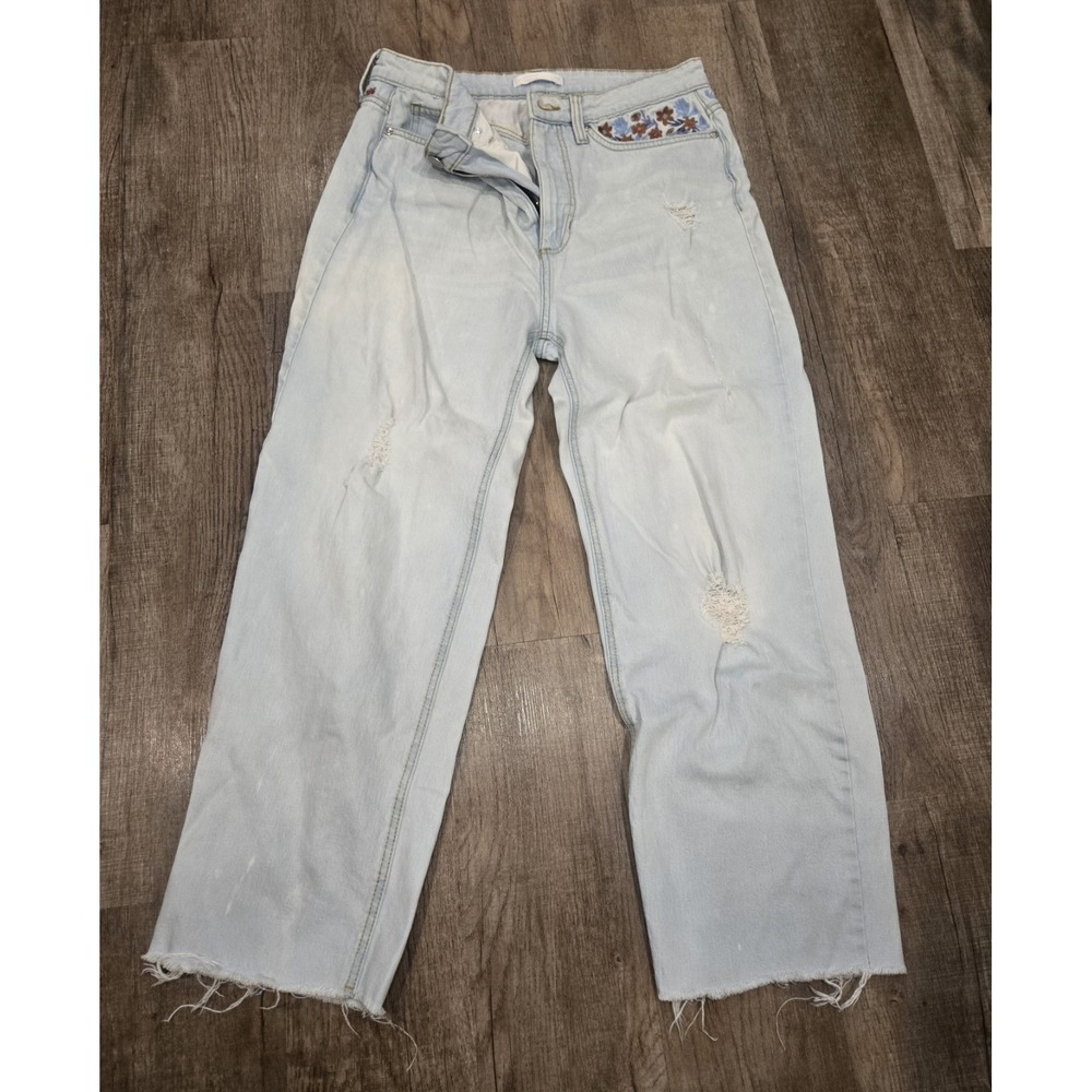 Lauren Conrad Womens 10 Super High Rise Crop Denim Jeans Blue Light Wash Raw